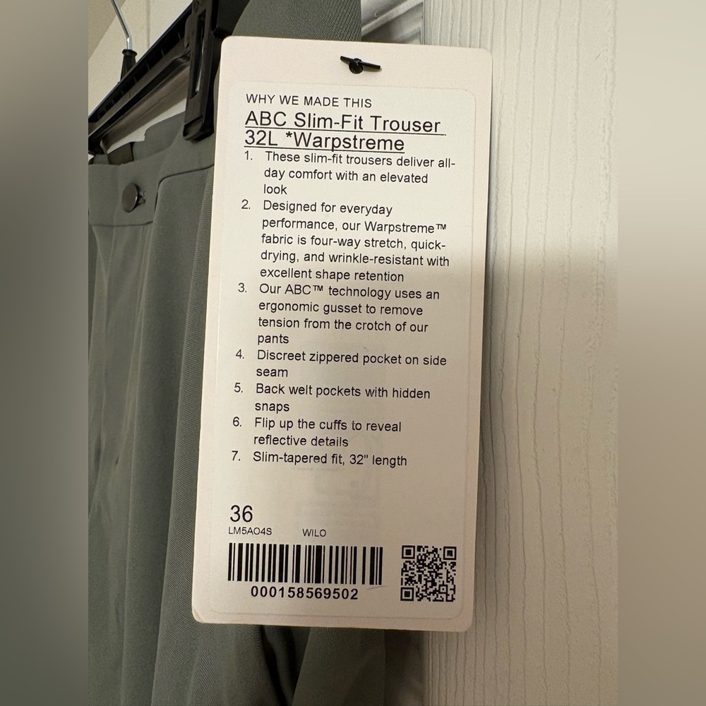 Lululemon Men’s ABC Slim Fit Trousers - BRAND NEW WITH TAGS - Picture 10 of 11